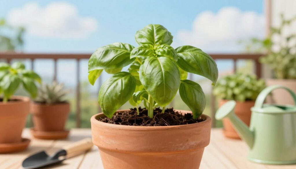 vaso terriccio basilico